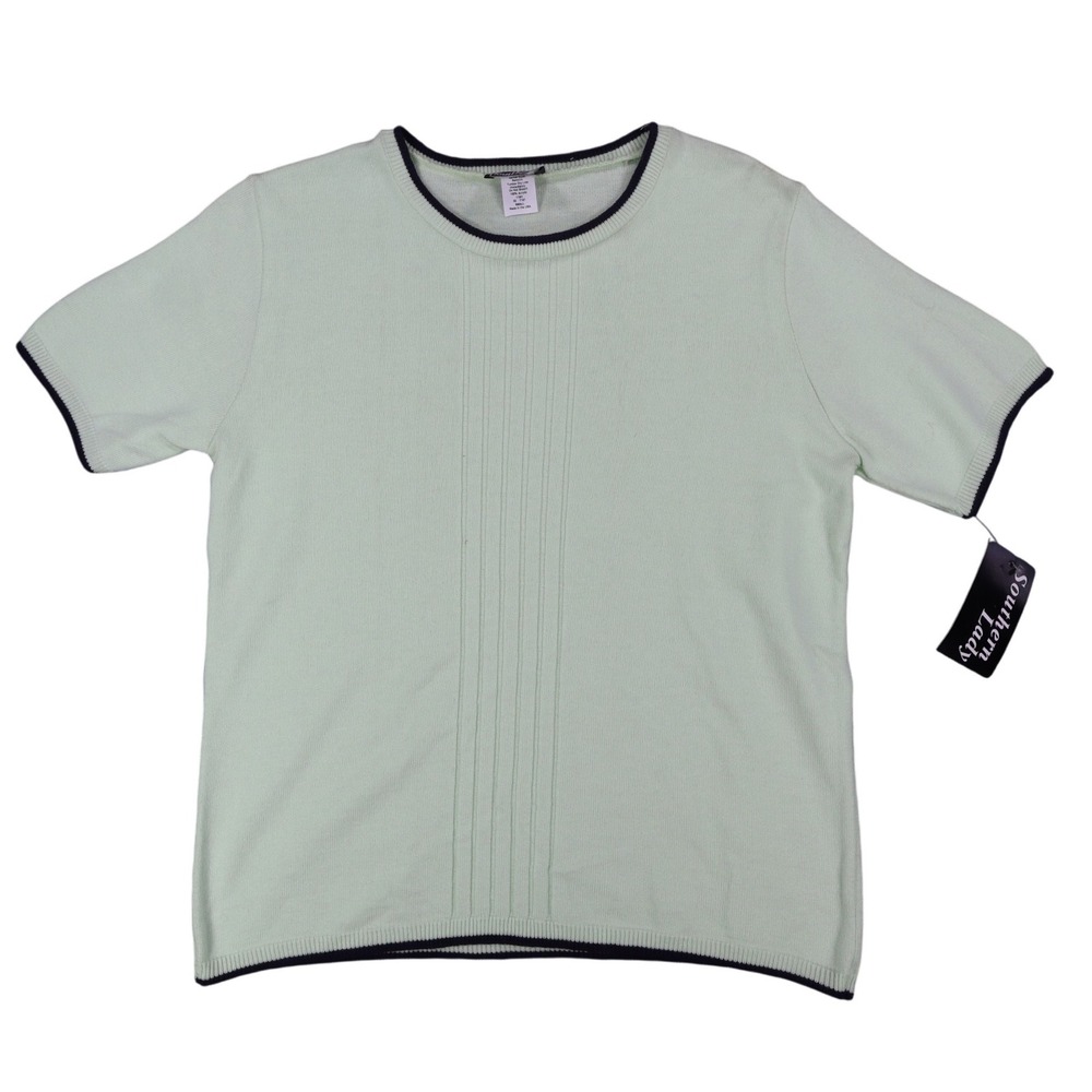 Southern Lady Short Sleeve Sweater Womens Small Vintage Bonsai Green Knit USA